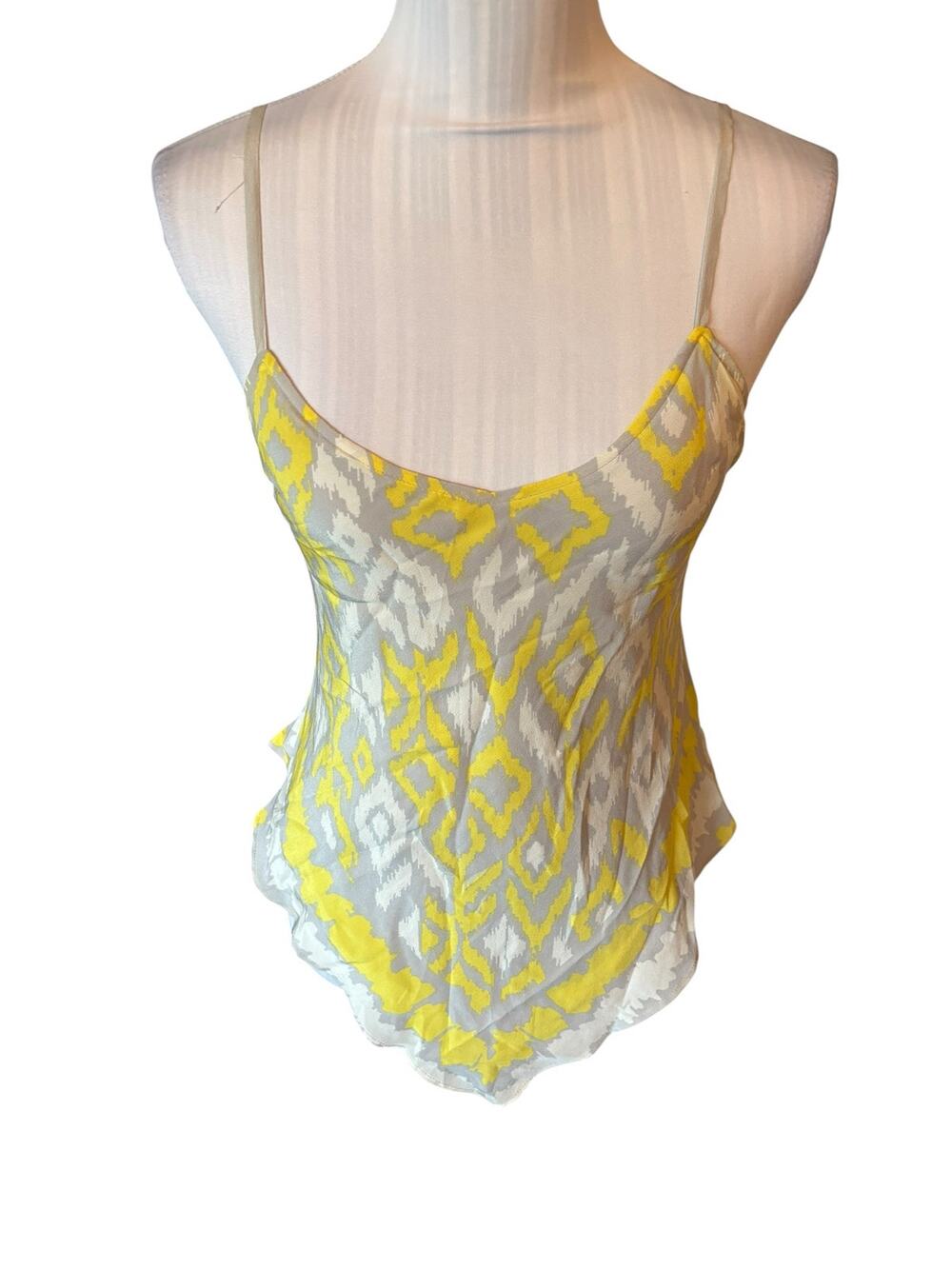 INC international Concepts Gray & Yellow Blouse Size 2